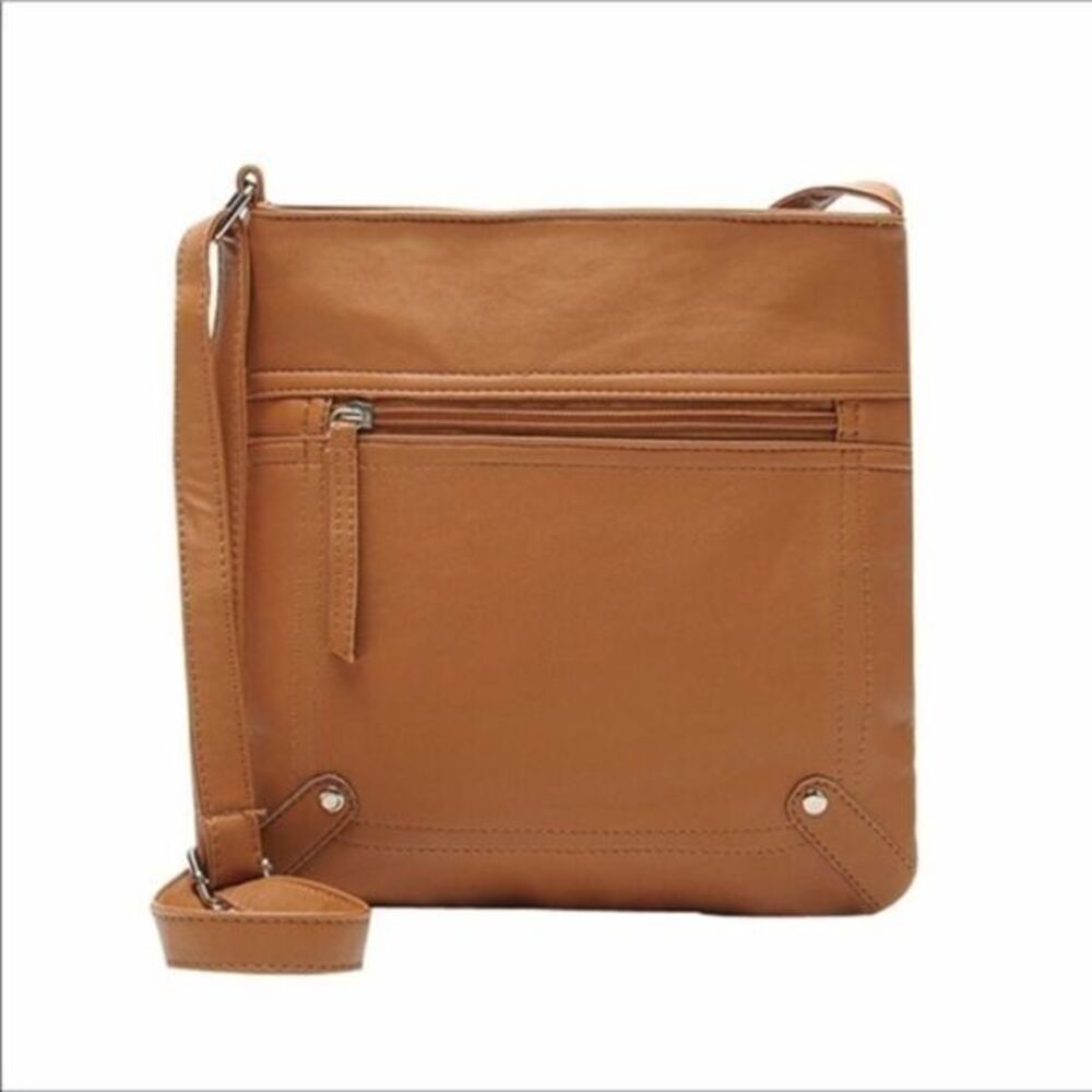 Vegan Leather Crossbody color:Saddle